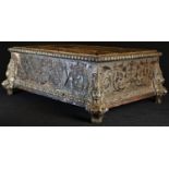 A 19th century Boulle rectangular desk stand, profusely worked in contra-partie with scrolling