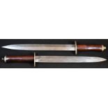 A dagger or dirk, probably improvised from a bayonet, 31.5cm long, hardwood grip, 44cm long overall;