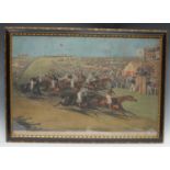Charles Hunt, by, F C Turner, after, Coming in for the Derby, coloured print, 49.5cm x 73.5cm,