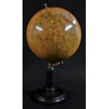 A 19th century French terrestrial globe, Globe Metrique, by Emile Bertaux, Paris, brass meridian