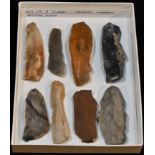 Antiquities - Stone Age, eight Swedish flint blades, various hues, forms, and sizes, the largest 7cm