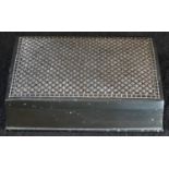 An unusual late 19th century silver damascened gun metal rectangular table-top box, the cover inlaid