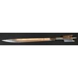 A Somalian billao dagger or short sword, 39.5cm pointed double-edged blade, hardwood hilt with