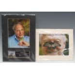 Sir David Attenborough OM (b. 1924), Natural Historian - two portrait prints with facsimile