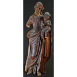 An 18th century lime wood carving, of St Joseph and the Infant Christ, 27.5cm long