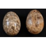 A 19th century Derbyshire fluorspar egg, probably Crich, 7cm long; another 19th century geology