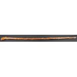 A 19th century fruitwood gentleman's novelty walking stick, the handle carved as the head of a