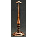 Treen - a turned mahogany wig stand, 32.5cm high