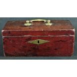 A George III morocco leather rectangular despatch box, hinged embossed with crowned GR cipher and