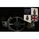 Automobilia - an enamel car badge, London Motor Club, 12cm long; another, Jaguar Drivers' Club, 12cm