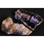 Natural History - Geology, a Derbyshire Blue John section, polished, 6.5cm wide; another, 6cm, [2]