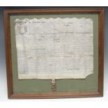 A Charles I vellum manuscript indenture, between John Taylor of Newarth?, in the parish of Oldham,