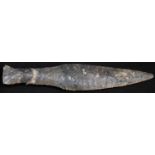 Antiquities - Stone Age, a fine and rare flint Type V a dagger, typically worked, 20cm long,