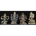 An Indian bronze domestic shrine figure, cast as Ganesh, lotus base, 8cm high, 19th century;