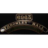 Railwayana - the GWR Modified Hall (6959) Class curved splasher nameplate and cabside numberplate,