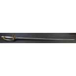 A 1796 pattern officer's dress sword, 81cm straight fullered blade engraved with crowned GR