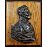 A 19th century brown patinated bronze portrait plaque, of Arthur Wellesley, 1st Duke of