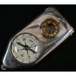 A George V silver novelty combination vesta case, map measure and compass, 8.5cm long, J C