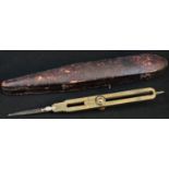 A brass draughtsman's proportional divider, retailed by R J Hopgood & Co, London, 24cm long, cased