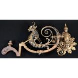 A 19th century gilt brass gas light wall bracket, cast in the Renaissance Revival taste with a