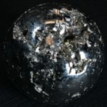 Natural History - Geology, a Peruvian pyrite sphere, enclosing geometric formations, 6cm diam, [1]