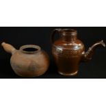 An 19th century Brampton Derbyshire salt glazed stoneware baluster punch pot, traces of lustre