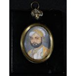 Indian School (19th century), a portrait miniature, of a nobleman, gouache on ivory, oval, 7cm x 5.