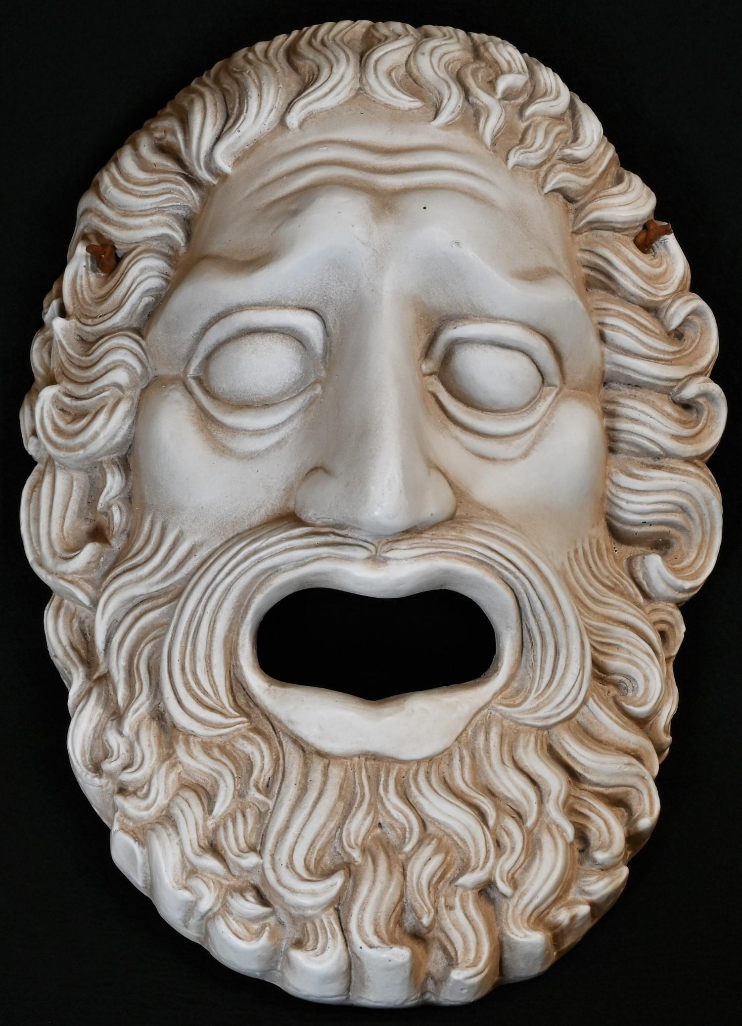 A Grand Tour style composition Greek tragedy mask, probably of Oedipus, after the Ancient Greek