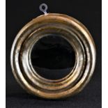 An unusually small Regency design giltwood convex looking glass, the mirror plate 6cm diam, turned