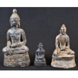 Chinese School, a bronze, Buddha, seated in meditation, 12cm high; another, traces of gilding,