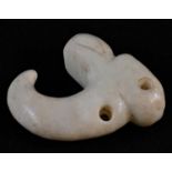 A Chinese hardstone amulet, carved in the Archaic manner, 5cm long