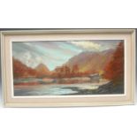 Arthur Terry Blamires (Bn.1930) Borrowdale signed, oil on hardboard, 38.5cm x 79cm