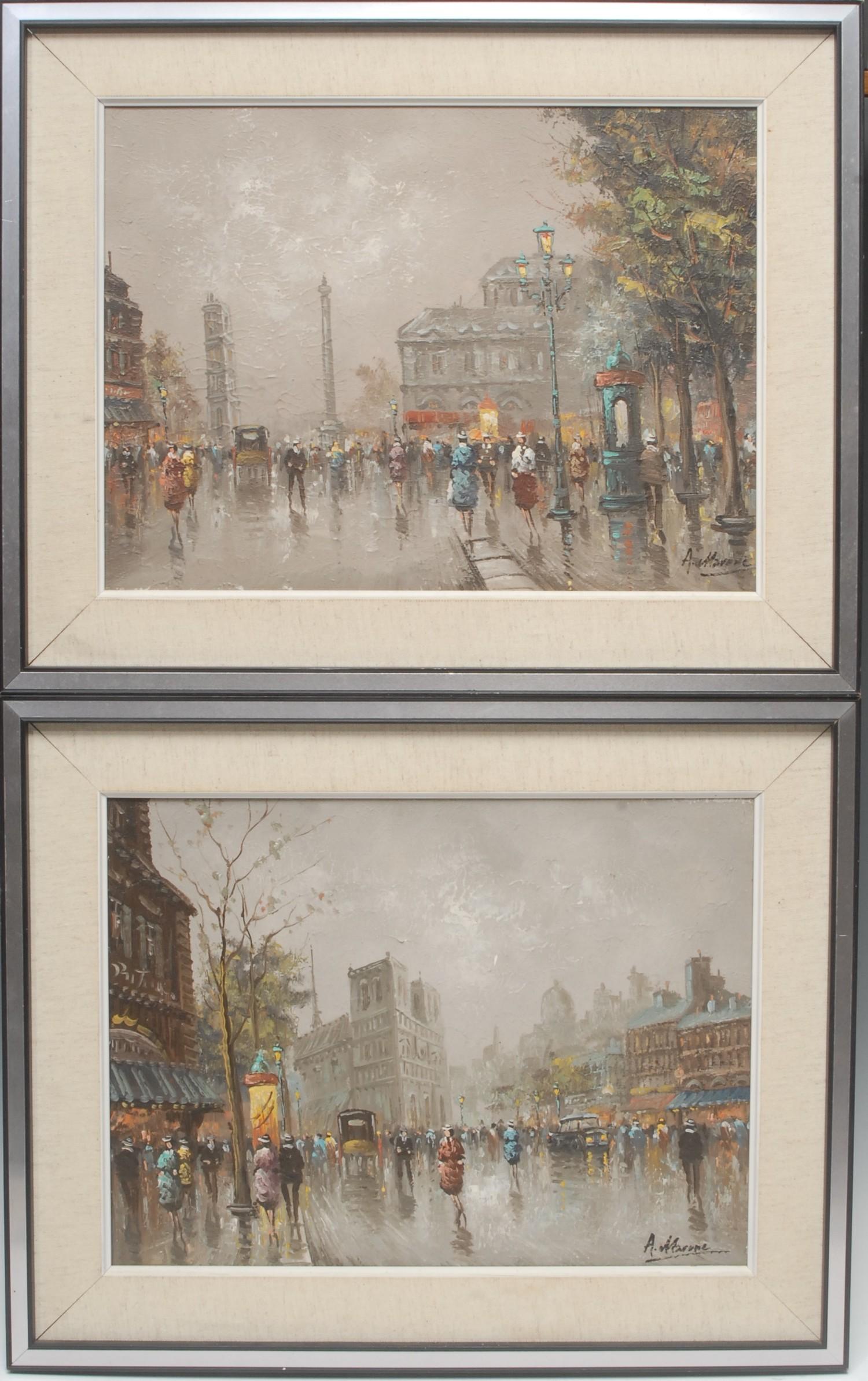 Achille Marone A pair, Notre Dame, Paris and La Place Du Chatelet et La Tour St Jacques, Paris