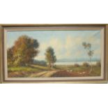 A Ferretti Extensive Landscape signed, oil on canvas, 48cm x 98cm