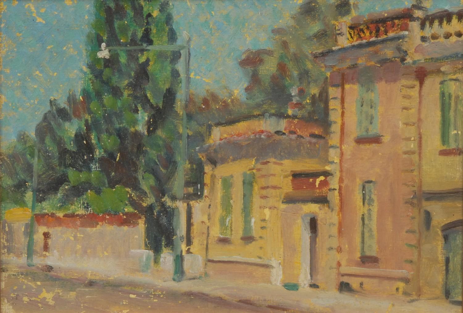 Attrtibuted to Charles Archer A.R.C.A Villa a Canne, France inscribed to verso and dated 1956, oil