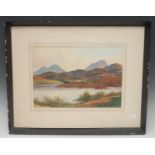 E Trevor Stack Polly Lake signed, titled, watercolour, 24.5cm x 34cm
