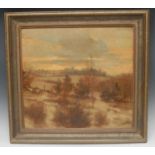 Alfred Hierl (German, mid 20th century) Winter Landscape signed, oil on board, 50cm x 35cm