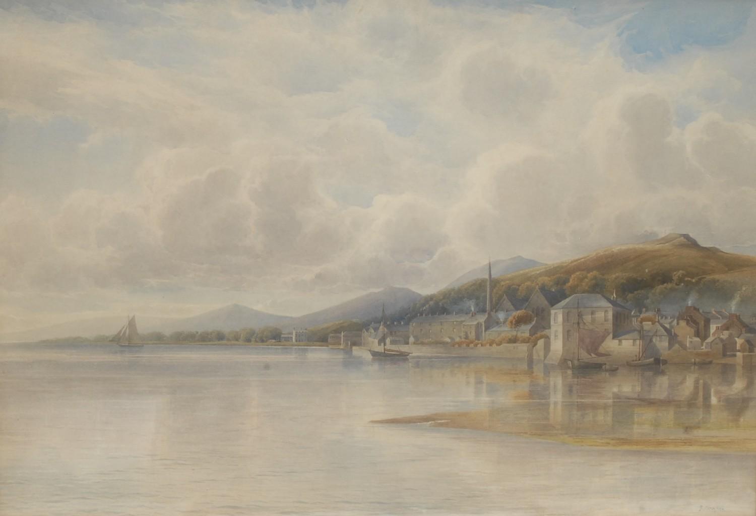 A Lanay ??(19th century) A Continental Estuary signed, dated 1887, watercolour, 49cm x 72cm - Image 4 of 4