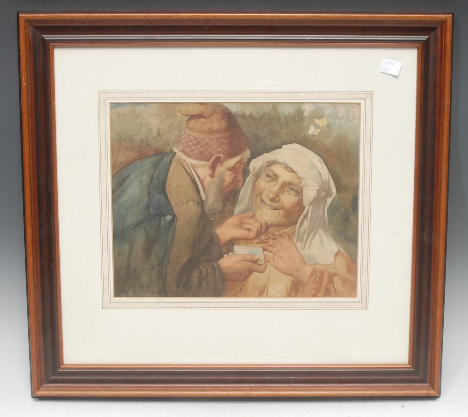 Continental School (early 20th century) Offering Snuff indistinctly signed Dall*, watercolour,