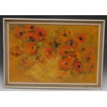Brian Benjamin Poppies signed, oil on canvas, 50cm x 75cm