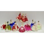 Royal Doulton figures - a collection of 12 miniatures, Victoria, Elaine, Buttercup, Top 'o the Hill,