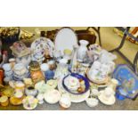 Ceramics - an Oriental three piece dressing table set; Alton jug; Victorian and later plates,