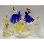 A Royal Doulton figure, Elaine HN2791; others, Mary, Figure of the Year 1992 Hn3375; Queen of the