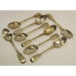 A set of eight Victorian silver dessert spoons, Chawner & Co, London 1856, 13.4ozt