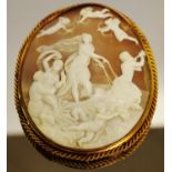 A large gilt metal mounted cameo depicting 'Triumph of Galatea' a fresco by Raphael 7 x 8cms