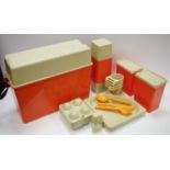 20th century design - an Italian La Plast polypropylene picnic set in original carry box c.1970's