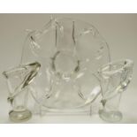 French Art Glass - a pair of clear glass tapering vases; a similar bowl, indistinctly marked, Vannes