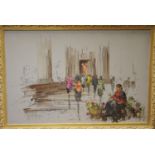 Continental School (20the century) The Flower Sellers Parade, indistinctly signed, oil on canvas,