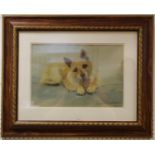 Violet Thorne Seckham (1865-1966) Recumbent Terrier, signed, dated 1923, pastel, 25cm x 38cm