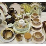 A Denby Arabesque pattern coffee pot, cups and saucer; a Glynbourne vase and bowl; other Denby